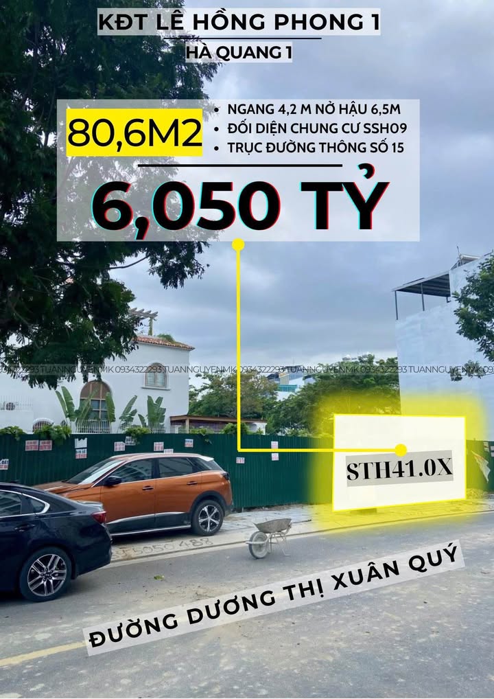 Đất nền Nở Hậu KĐT Hà Quang 1, 80.6m² giá 6.05 tỷ - Vị trí đắc địa, thích hợp xây CHDV!