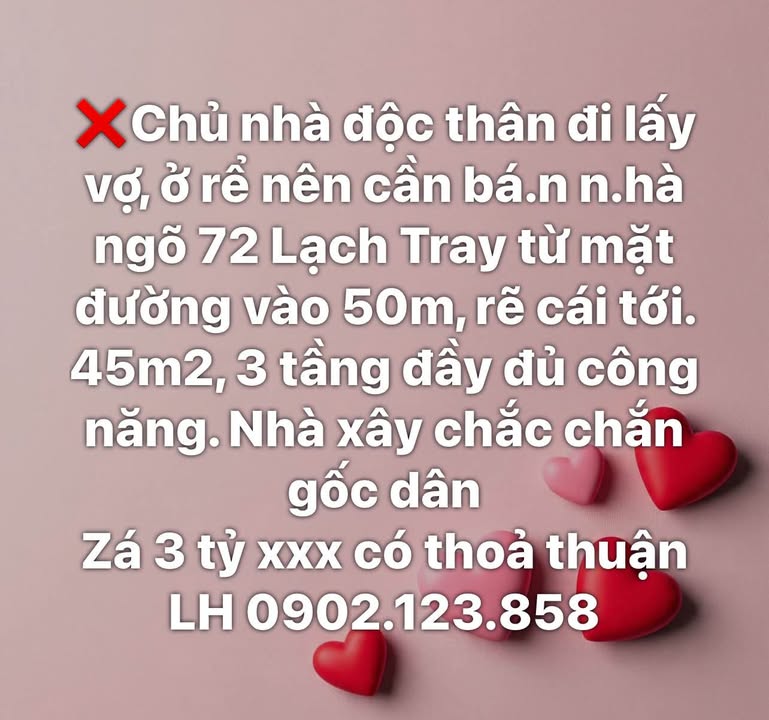 Nhà 3 tầng ngõ 72 Lạch Tray 45m² giá 3 tỷ - Sẵn sàng vào ở ngay!