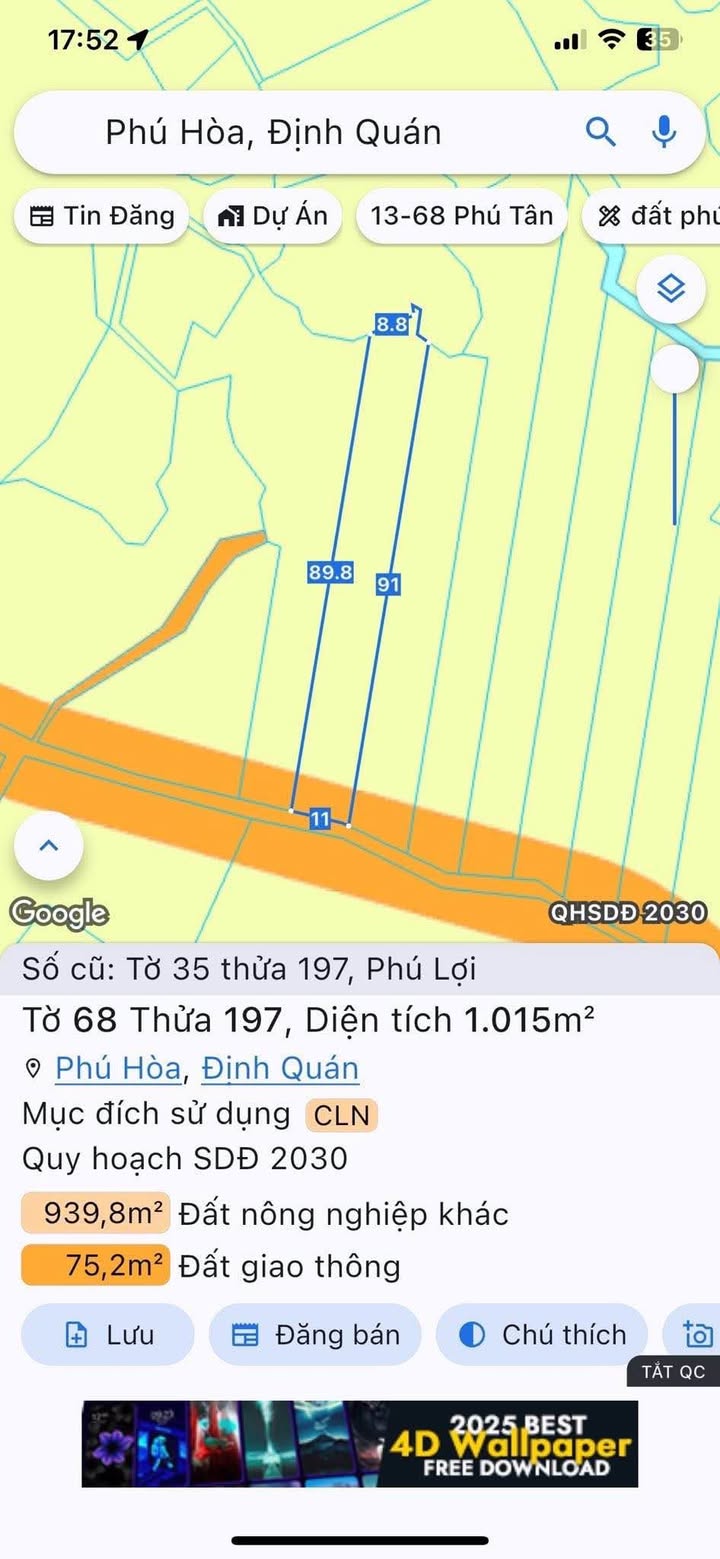 Đất nền Phú Lợi Định Quán 7200m² giá 600 triệu - Pháp lý rõ ràng, sẵn sàng đầu tư!