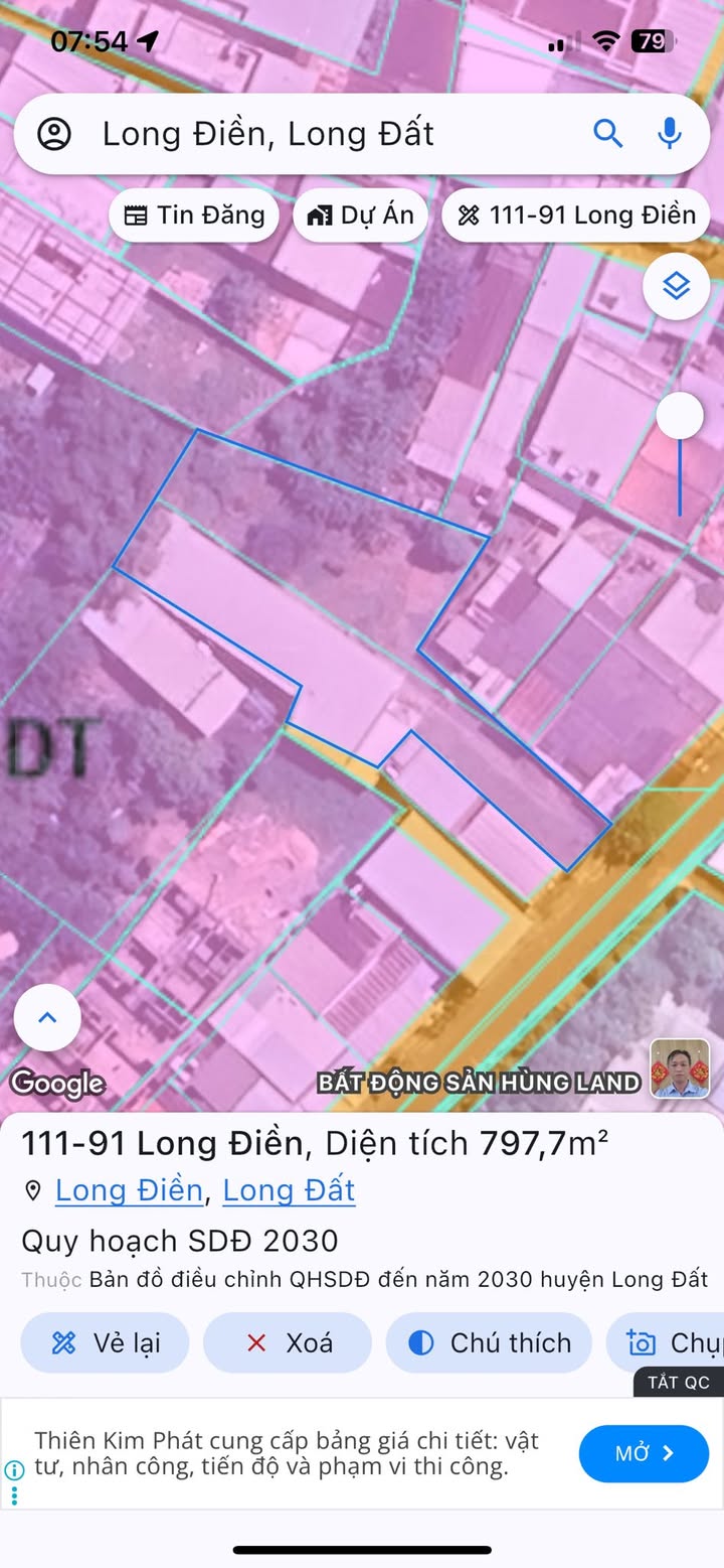 Đất nền Long Điền 794m² giá 8.2 tỷ - Hấp dẫn với thu nhập ổn định!