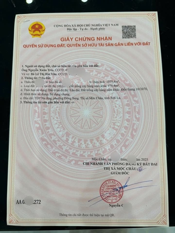 Đất thổ cư Mộc Sơn 1.080m² - Tiềm năng phát triển lớn!