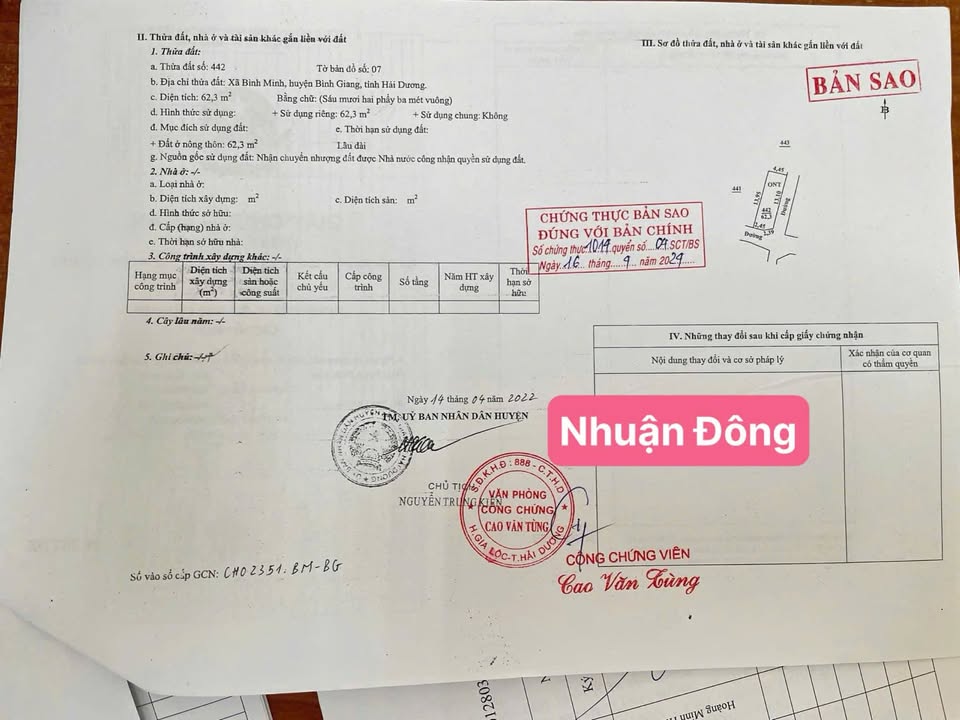 Đất nền lô góc Nhuận Đông, Bình Minh, 62,3m² giá 800 triệu - Pháp lý rõ ràng!