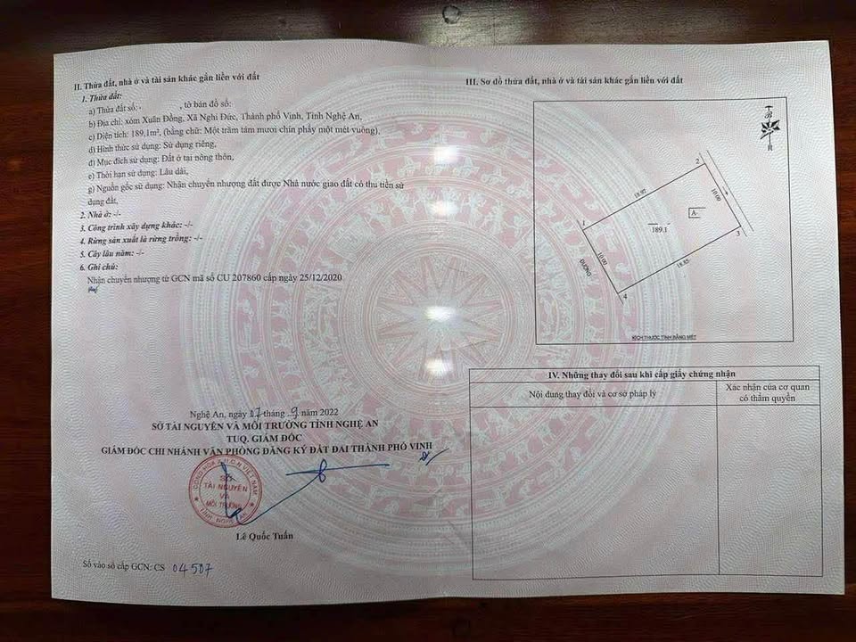 Đất nền Nghi Đức, Vinh 189.1m² giá thỏa thuận - Cơ hội đầu tư tuyệt vời!