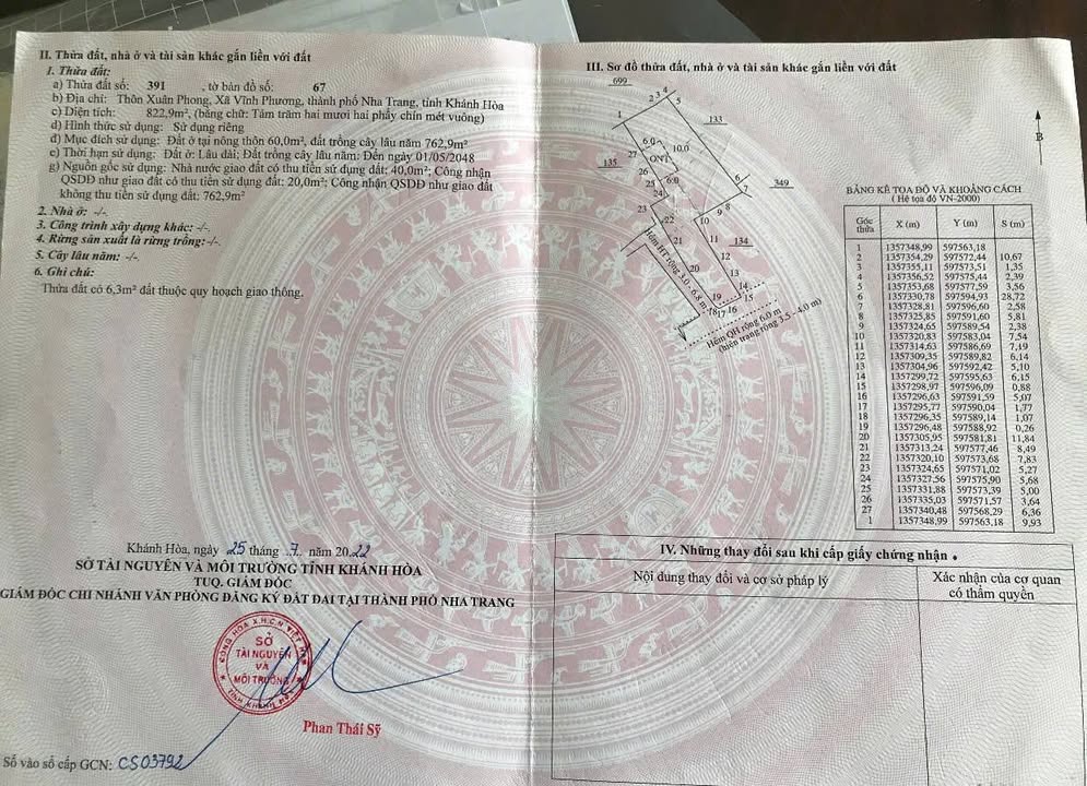 Đất thổ cư 2 mặt tiền Vĩnh Phương 817.6m² giá 7.35 tỷ - Đầu tư sinh lời ngay!