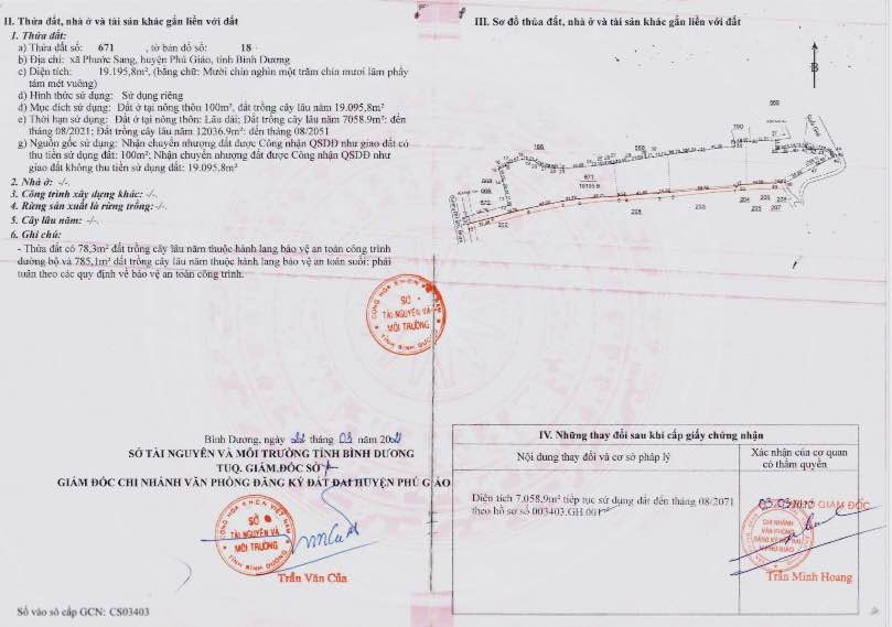 Đất nền Phước Sang, Phú Giáo 19.000m² giá 20 tỷ - Cơ hội đầu tư sinh lời!