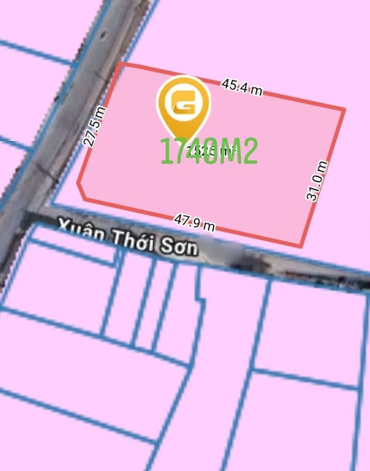Đất nền 1740m² mặt tiền Xuân Thới Sơn Hóc Môn - Giá cực hấp dẫn chỉ 31.47 tỷ!