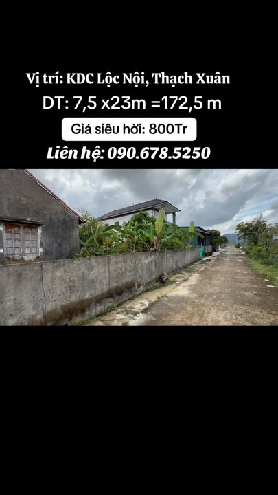 Đất thổ cư thôn Lộc Nội, Thạch Xuân 172m² - Chính chủ bán, đường rộng 7m!