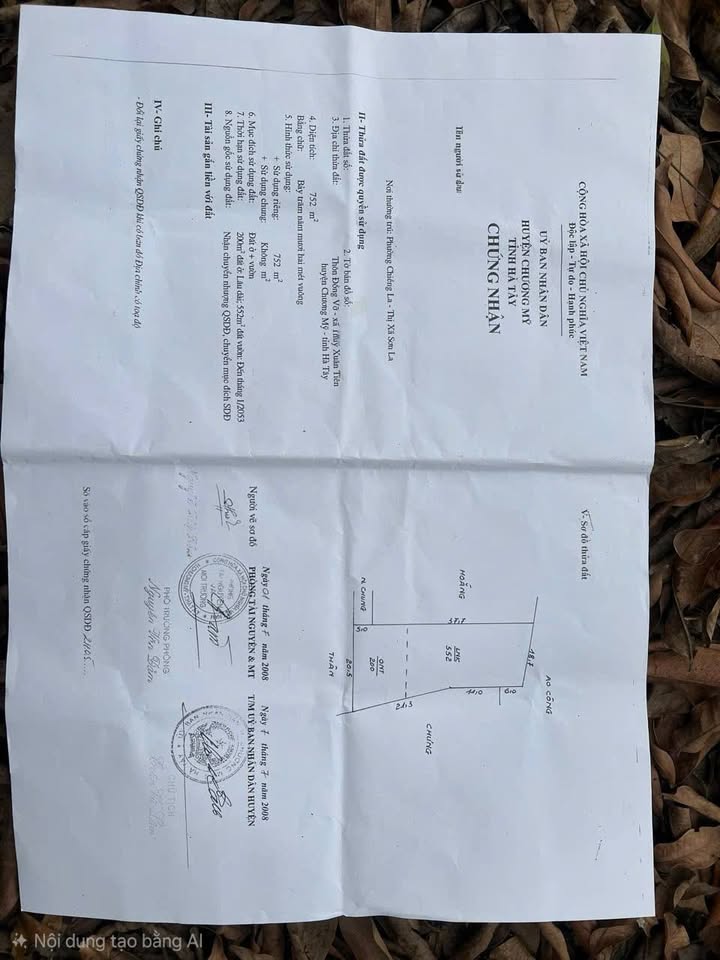 Đất nền 752m² tại Thủy Xuân Tiên, Chương Mỹ - Giá 4.6 tỷ, đầu tư sinh lời!