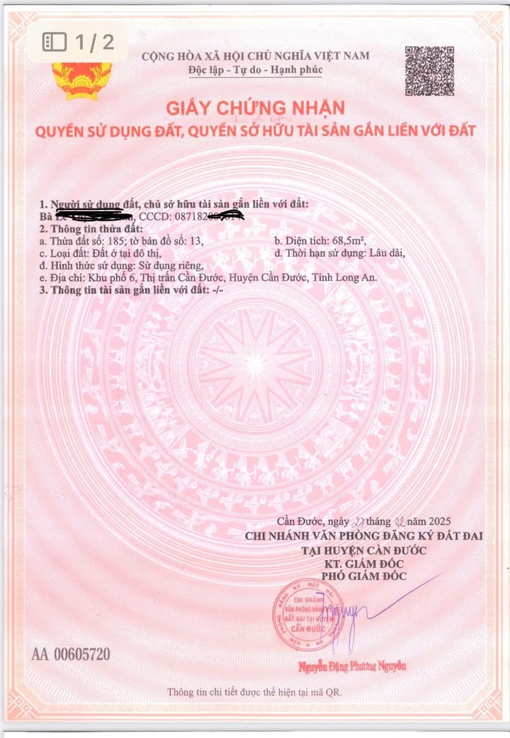 Đất mặt tiền sông Cần Đước 68m² giá 650 triệu - Pháp lý rõ ràng, vị trí vàng!