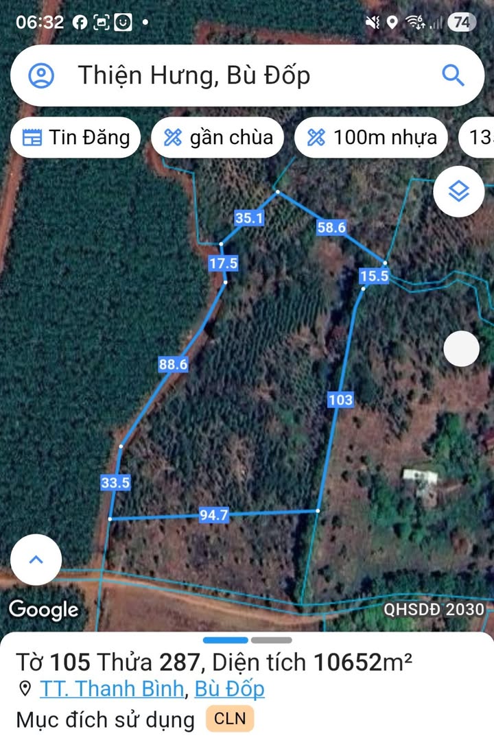 Đất nền 10000m² tại Ấp Thanh Thủy, Bù Đốp - Mặt tiền đường lớn 150m