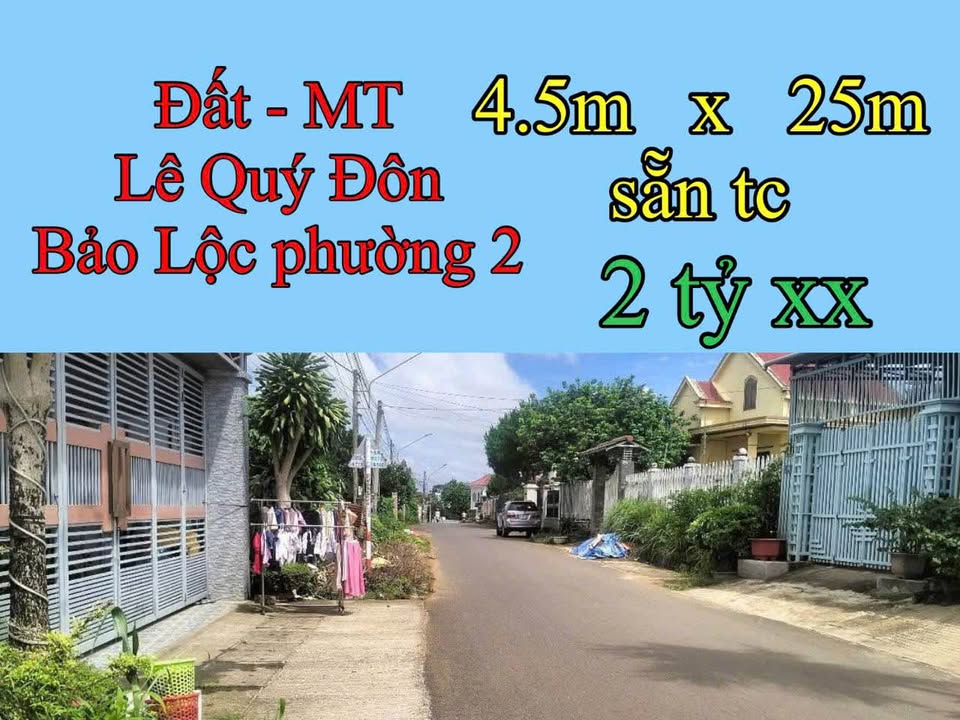 Bán mặt tiền Lê Quý Đôn Bảo Lộc 111m² giá 2 tỷ - Vị trí kinh doanh lý tưởng!
