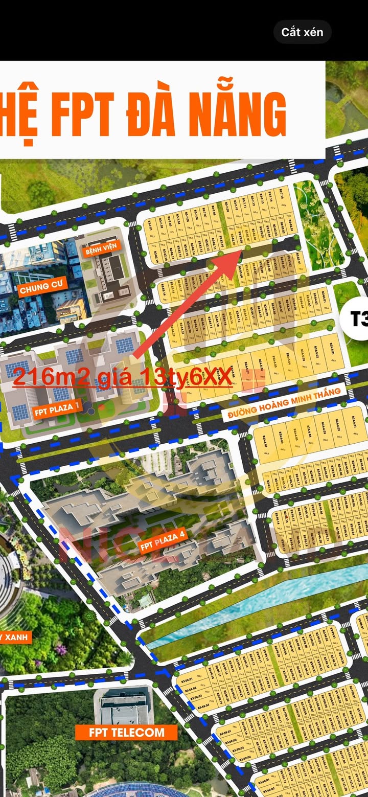Đất dự án Khu Đô Thị FPT Đà Nẵng 216m² giá 13.6 tỷ - Cơ hội đầu tư hiếm có!