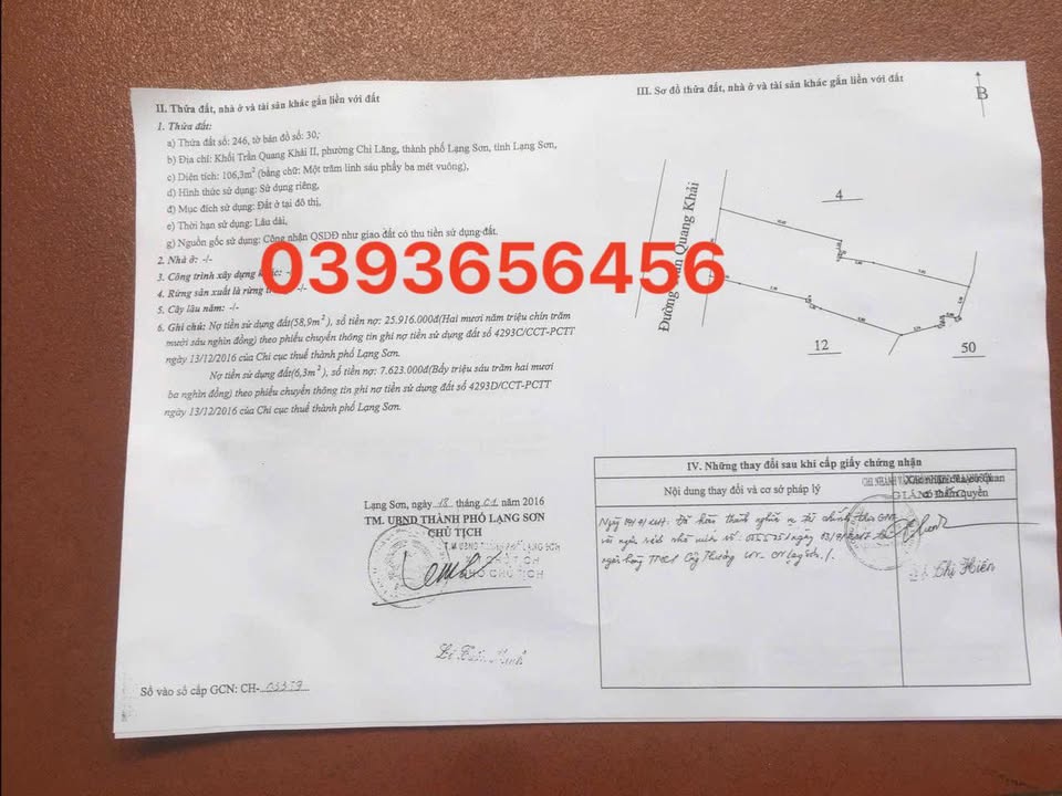 Bán đất tặng nhà cấp 4 mặt đường Trần Quang Khải 106m² giá 2 tỷ - Cơ hội đầu tư hấp dẫn!