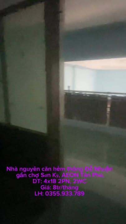 Nhà cho thuê đường Đỗ Nhuận, Tân Phú 8 triệu/tháng - Gần chợ Sơn Kỳ, AEON Tân Phú!