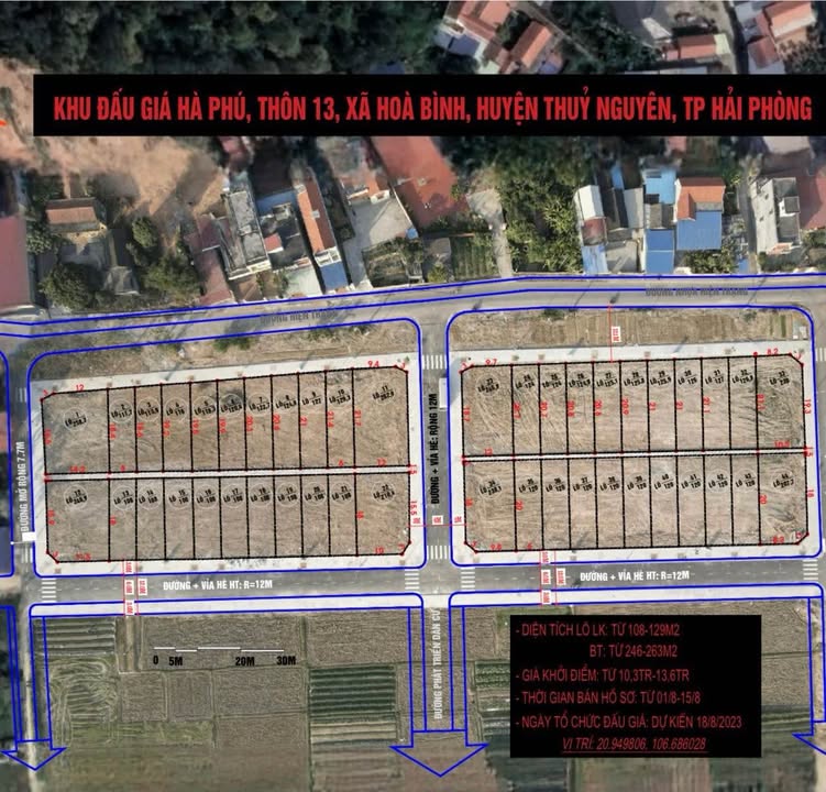 Đất đấu giá mặt đường Hà Phú, Thủy Nguyên, 111m² giá 3.5 tỷ - Kinh doanh sầm uất!