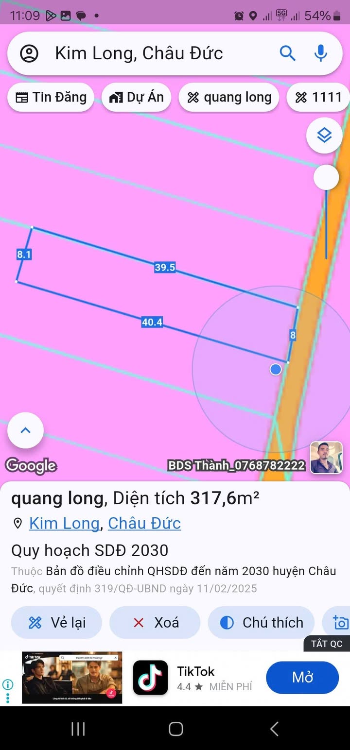 Đất nền Kim Long Châu Đức 304m² giá 1.12 tỷ - Sổ đỏ chính chủ, tiện ích đầy đủ!