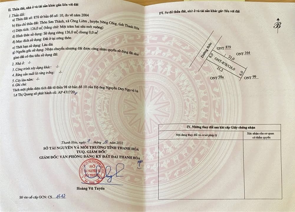 Đất nền xã Công Chính, Nông Cống, Thanh Hóa 126m² chỉ 400 triệu - Pháp lý rõ ràng, sang tên nhanh chóng!