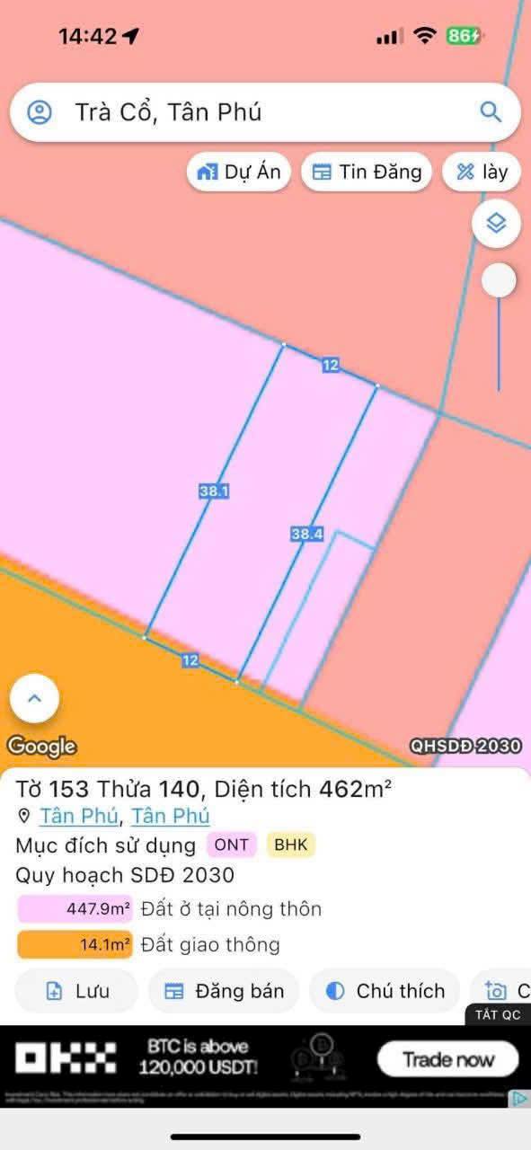 Đất nền mặt tiền Suối Mơ, Tân Phú 456m² giá 2 tỷ - Đầu tư lý tưởng cuối tuần!