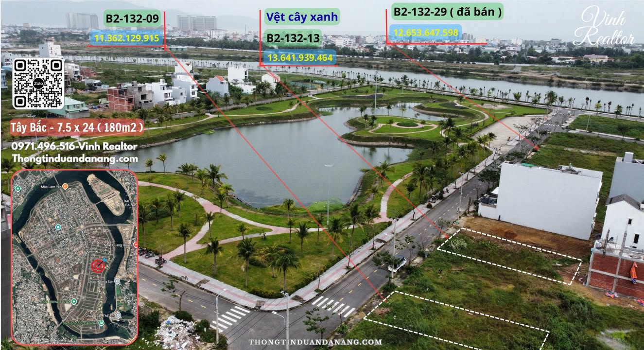 Đất nền Hòa Quý Đà Nẵng 180m² giá 11.36 tỷ - Cơ hội cuối sở hữu view Hồ Đồng Nò!