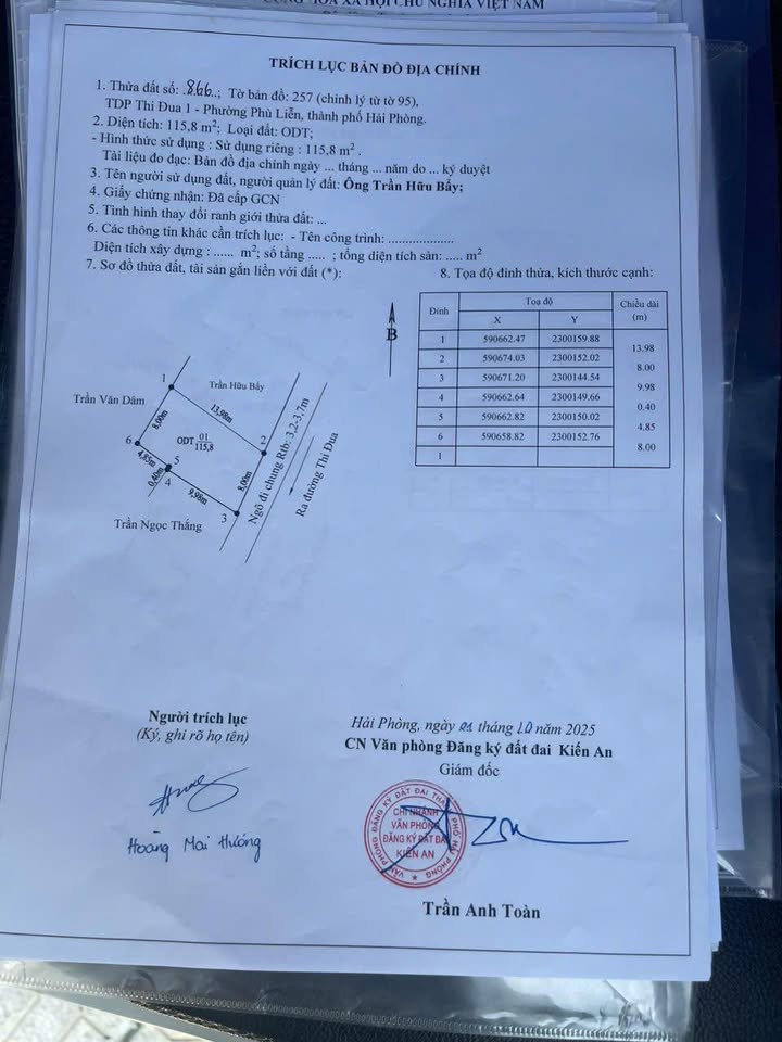 Đất nền Phù Liễn Kiến An 115m² giá 3 tỷ - Cơ hội đầu tư hấp dẫn!