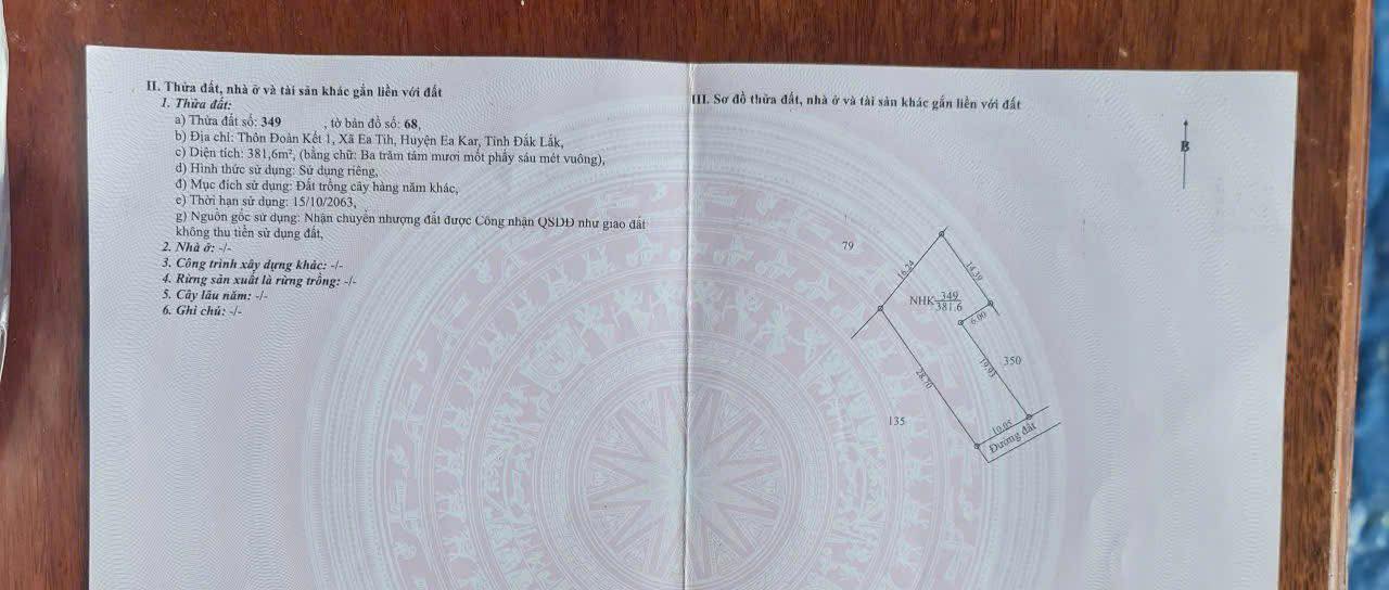 Đất thổ cư 435m² xã Ea Tih - Giá chỉ 420 triệu, bán gấp!