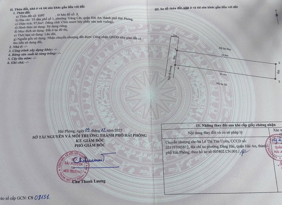 Đất nền đẹp Cát Linh - Tràng Cát 97.6m² giá 2.438 tỷ - Đầu tư sinh lời ngay!