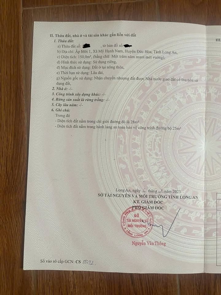 Đất nền chính chủ ấp Mới 1, xã Mỹ Hạnh, 150m² giá 970 triệu - Sổ đỏ đầy đủ!
