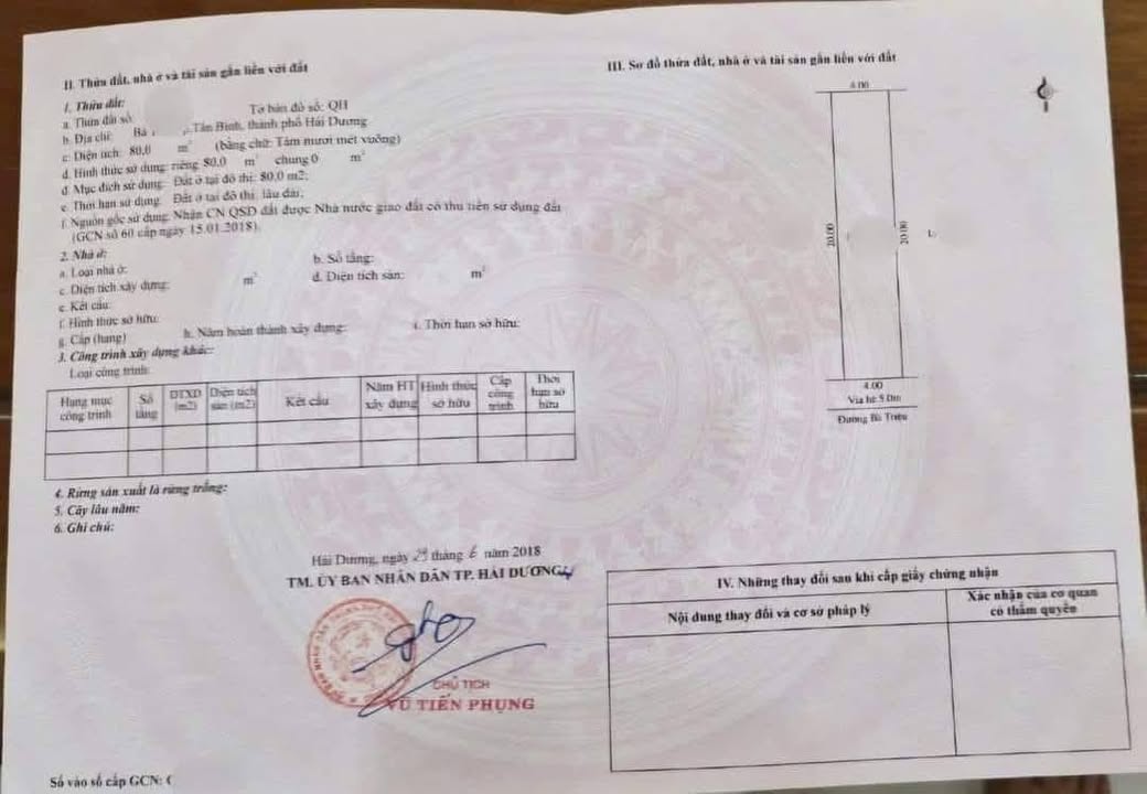 Đất mặt phố Bà Triệu, Tân Bình, Hải Dương 80m² - Vị trí VIP kinh doanh sầm uất!