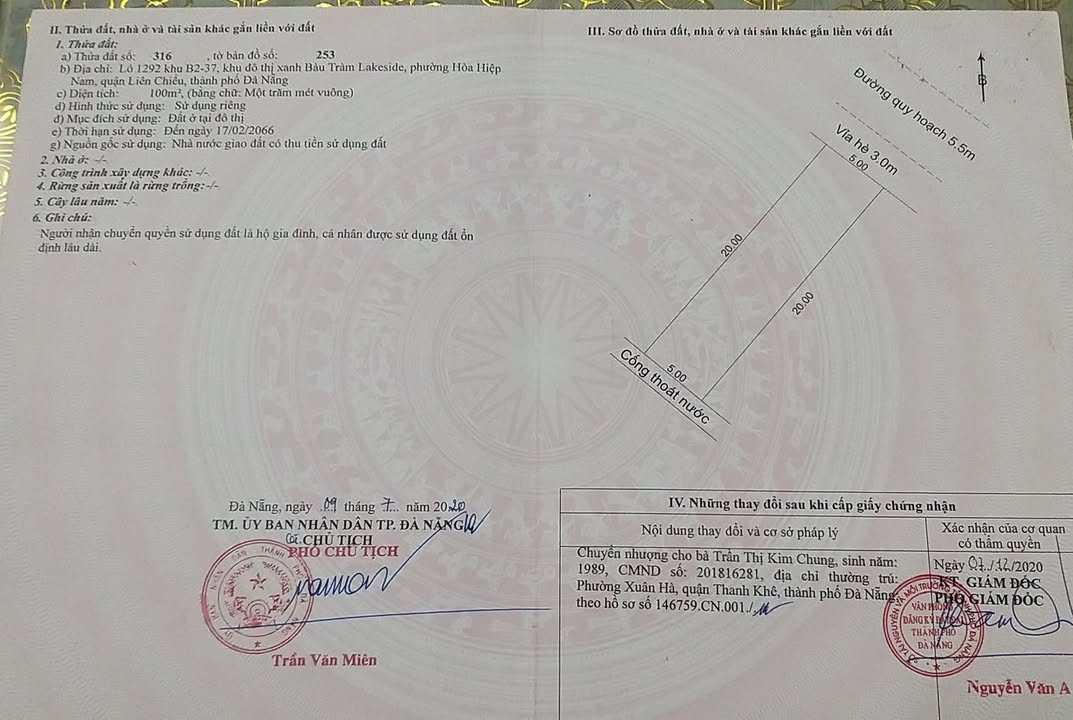 Đất nền đường Trung Lập 6, quận Liên Chiểu, 100m² - Sổ đỏ chính chủ, giá chỉ 3.95 tỷ!