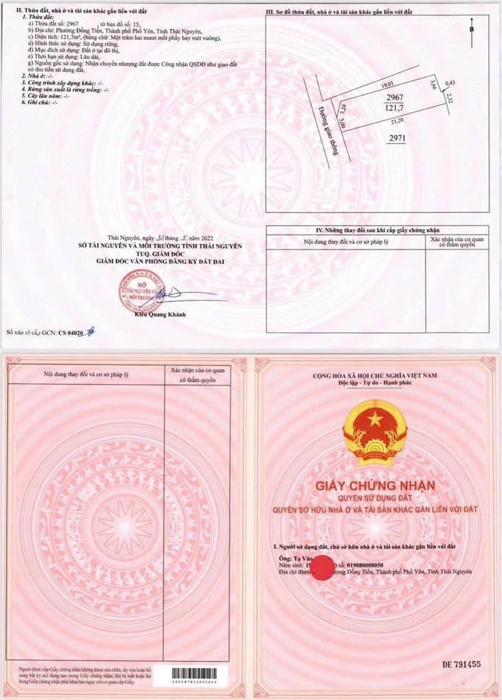 Đất thổ cư 121m² tại Đồng Tiến, Phổ Yên - Giá chỉ 1 tỷ, vị trí đẹp!