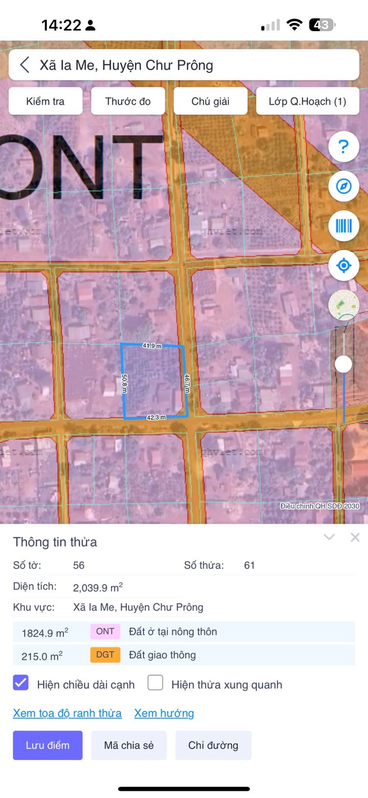 Đất nền mặt tiền nhựa 250m² tại xã Ia Me, Chư Prông, Gia Lai - Giá chỉ 175 triệu!