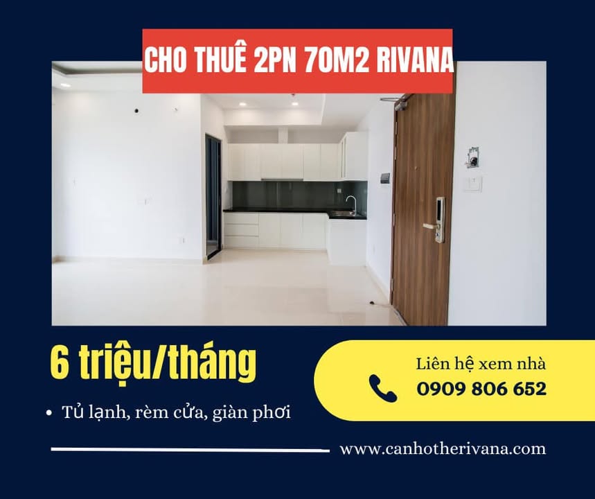 Căn hộ 2PN The Rivana Thuận An 70m² giá 6 triệu - Nhà mới, đầy đủ nội thất!