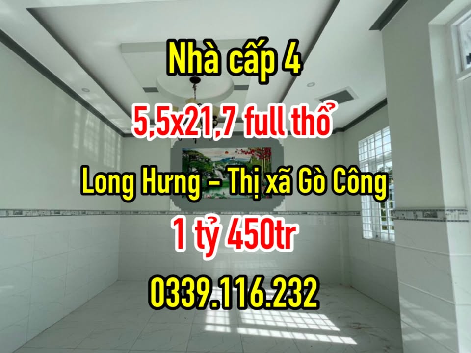 Nhà mới xây tại Long Hưng, Gò Công 124m² giá 1,45 tỷ - Ô tô vào tận nhà!