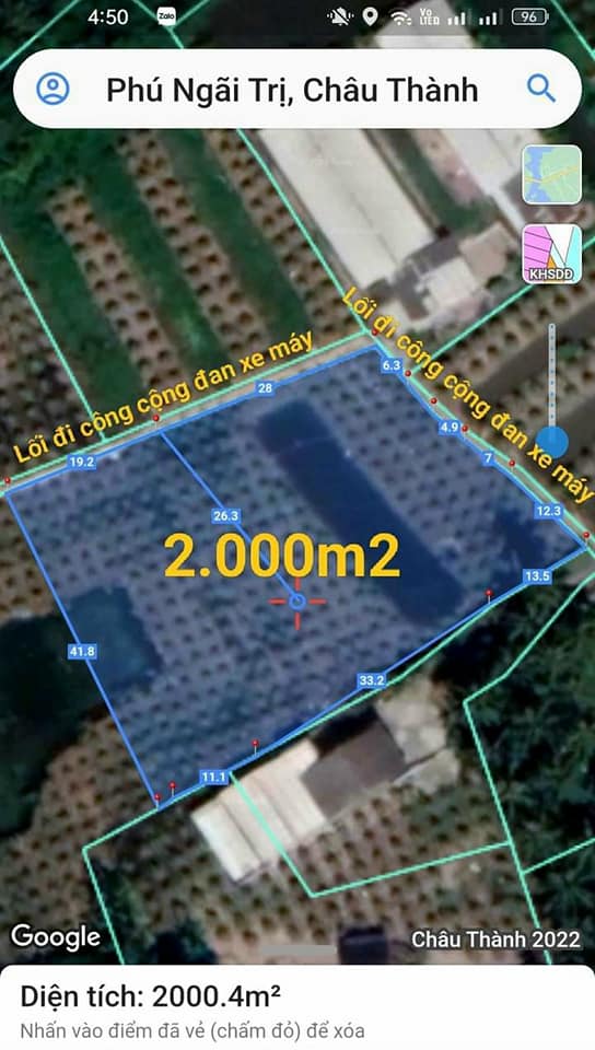 Đất ở Phú Ngãi Trị, Châu Thành, Long An 2000m² giá 380 triệu - Cơ hội đầu tư tuyệt vời!