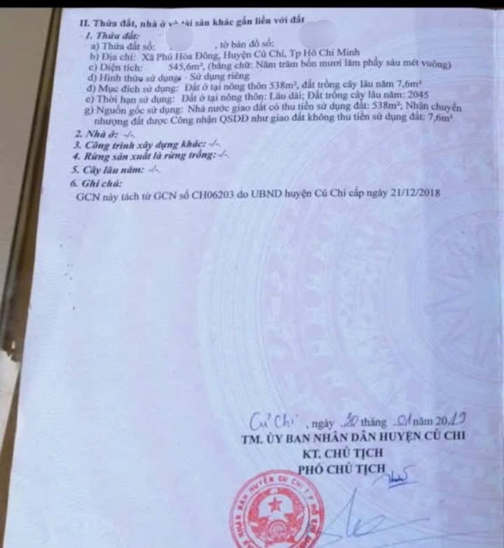 Đất thổ cư 550m² Phú Hòa Đông, Củ Chi chỉ 4.85 tỷ - Bán gấp trong 7 ngày!