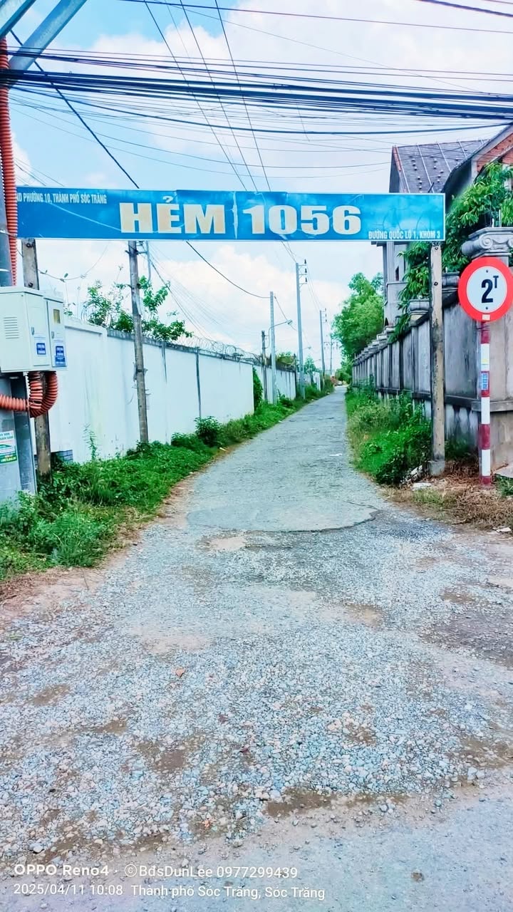 Đất nền hẻm 1056 Võ Văn Kiệt, Sóc Trăng 542m² giá 1.1 tỷ - Nền đẹp, ô tô vào tận nơi!