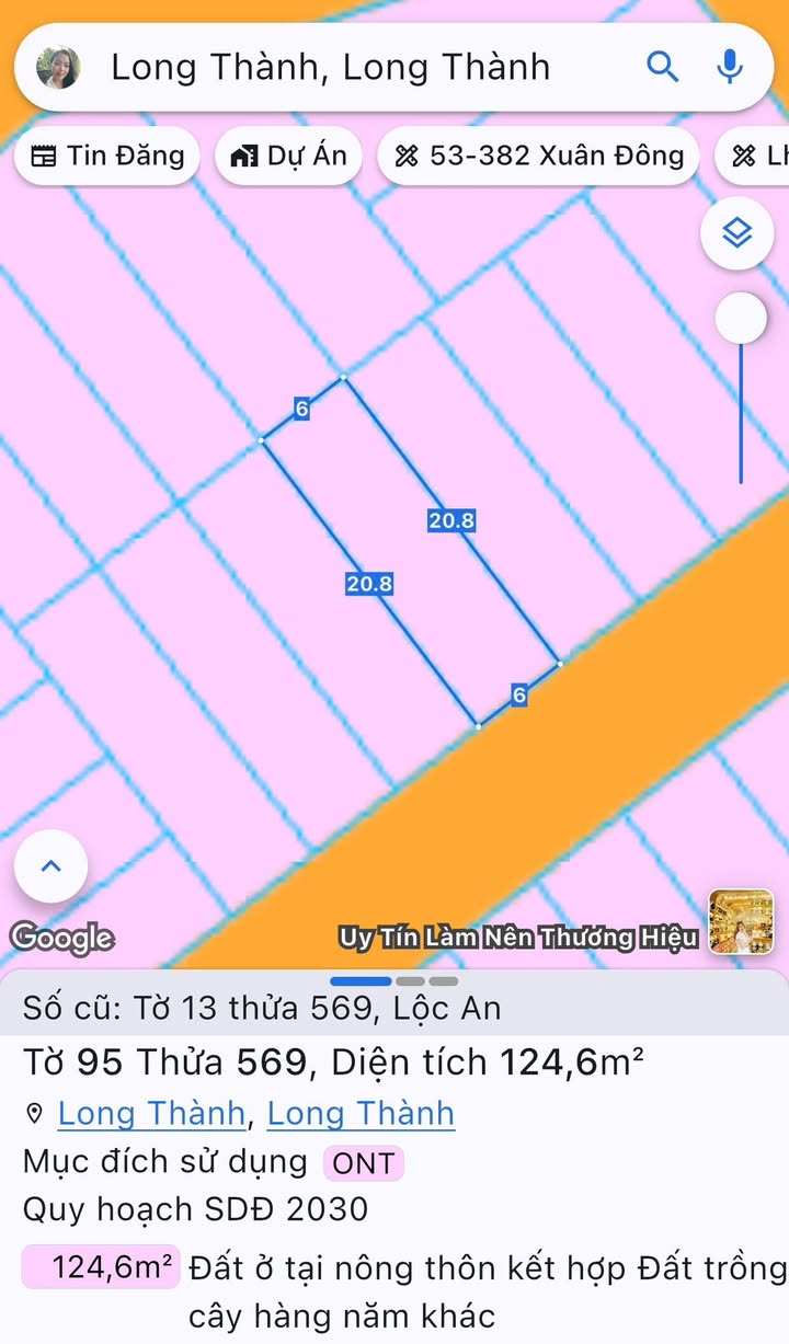 Đất thổ cư 124.8m² xã Lộc An, Long Thành - Giá chỉ 2.1 tỷ, đầu tư tuyệt vời!