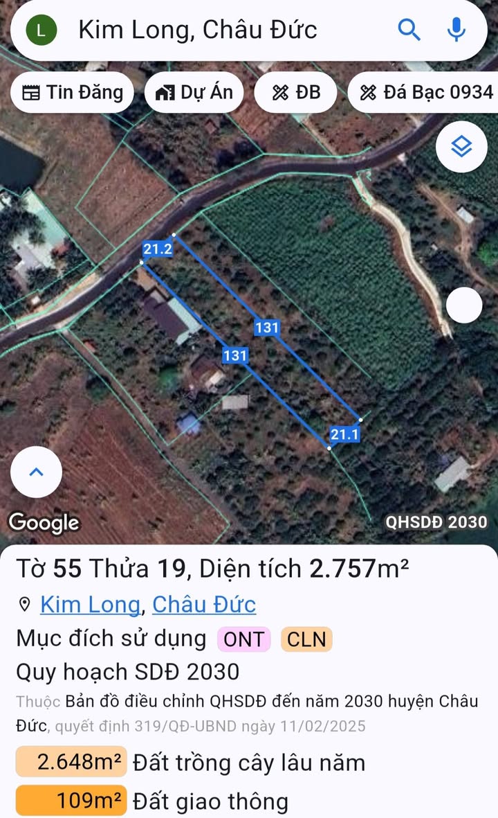 Đất vườn Kim Long 5100m² giá 5 tỷ - Đầu tư sinh lời ngay!