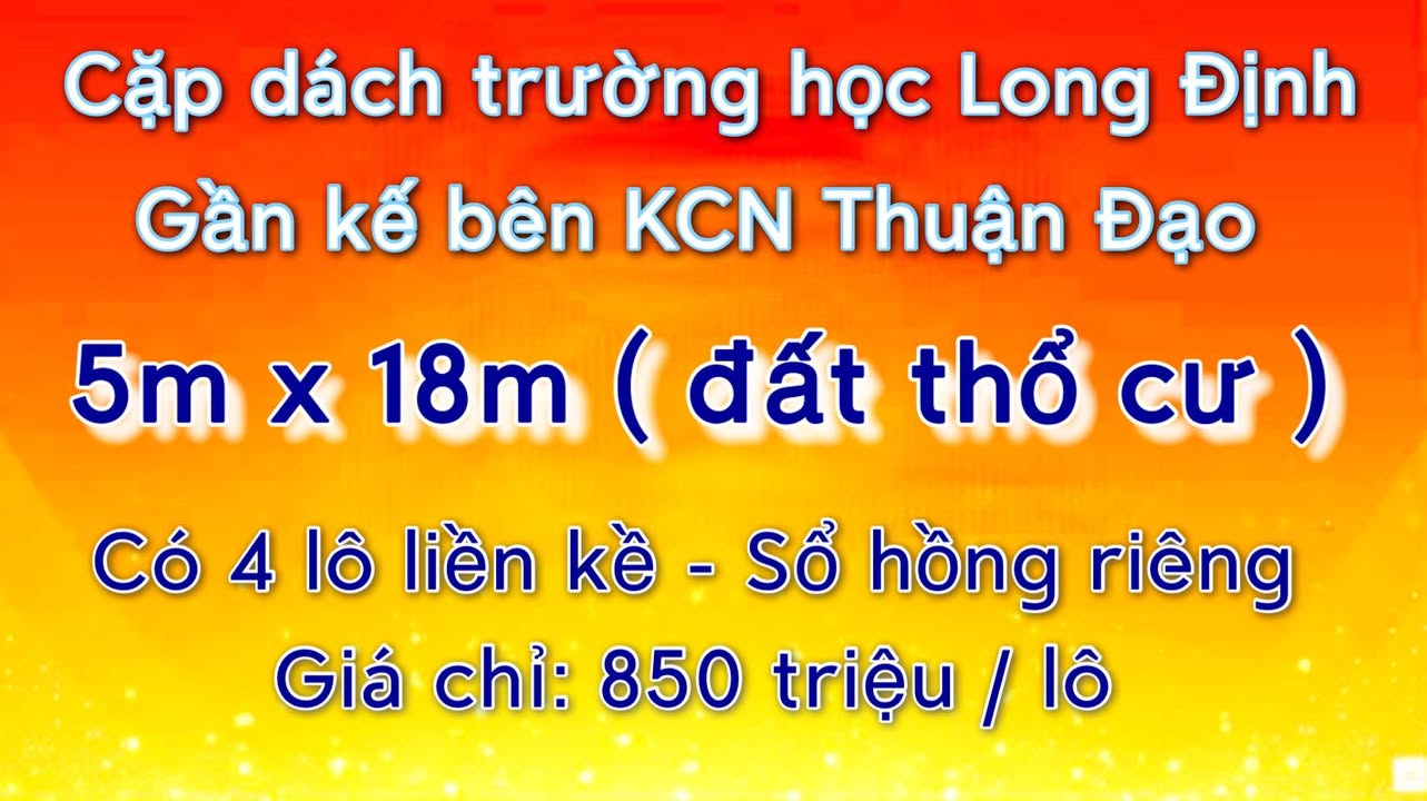 Đất nền xã Long Định, Cần Đước 90m² giá 850 triệu - Đầu tư sinh lời ngay!