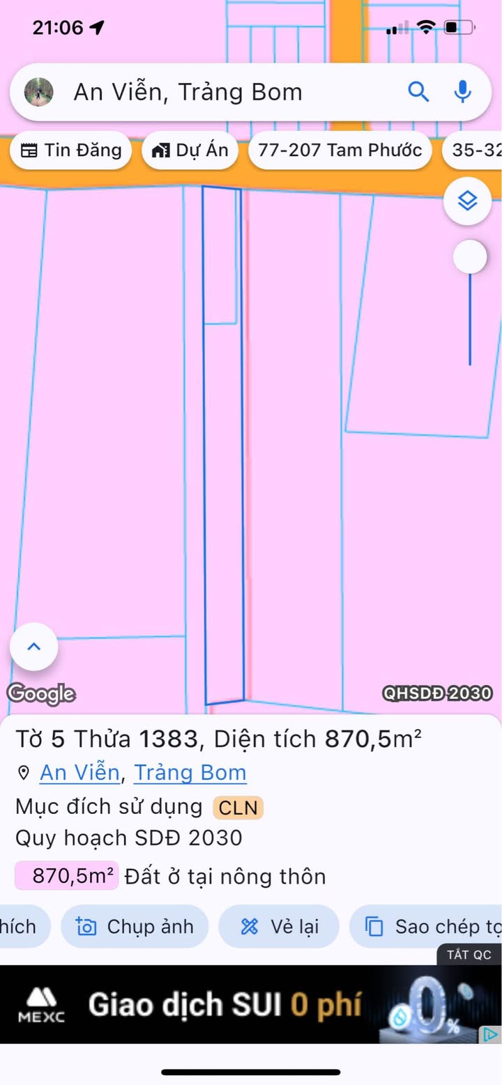 Đất thổ cư An Viễn Trảng Bom 200m² giá 2 tỷ - Góc 2 mặt tiền đường nhựa