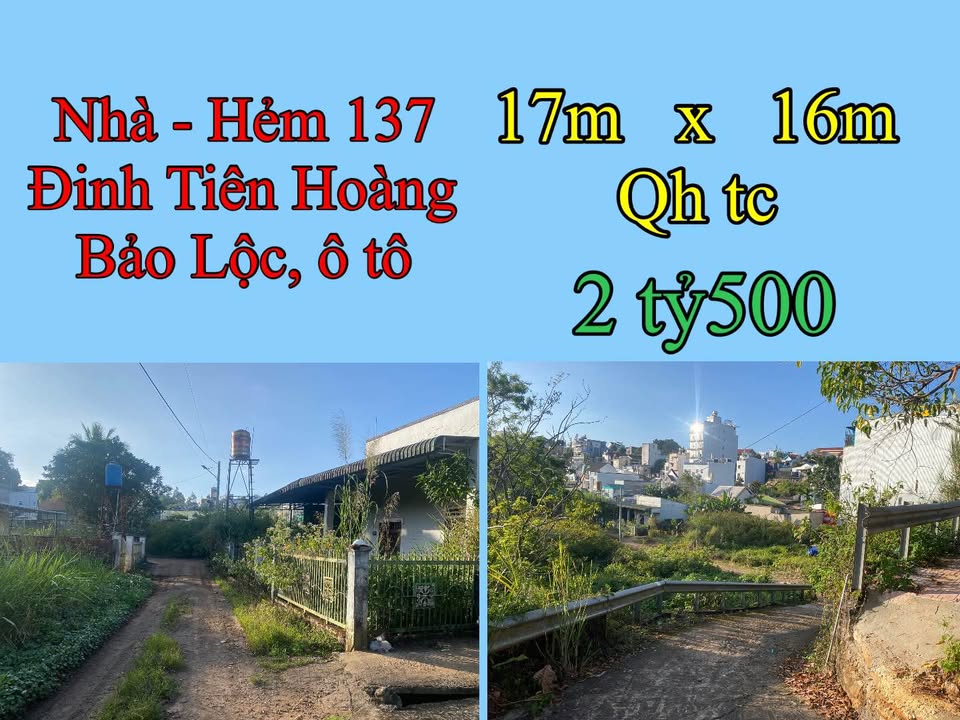 Nhà hẻm Đinh Tiên Hoàng, Bảo Lộc 272m² giá 2.5 tỷ - Sổ hồng chính chủ, ô tô vào tận nơi!