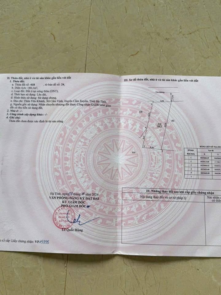 Đất chính chủ Cẩm Vịnh Hà Tĩnh 195.5m² giá hấp dẫn - Đầu tư sinh lời ngay!