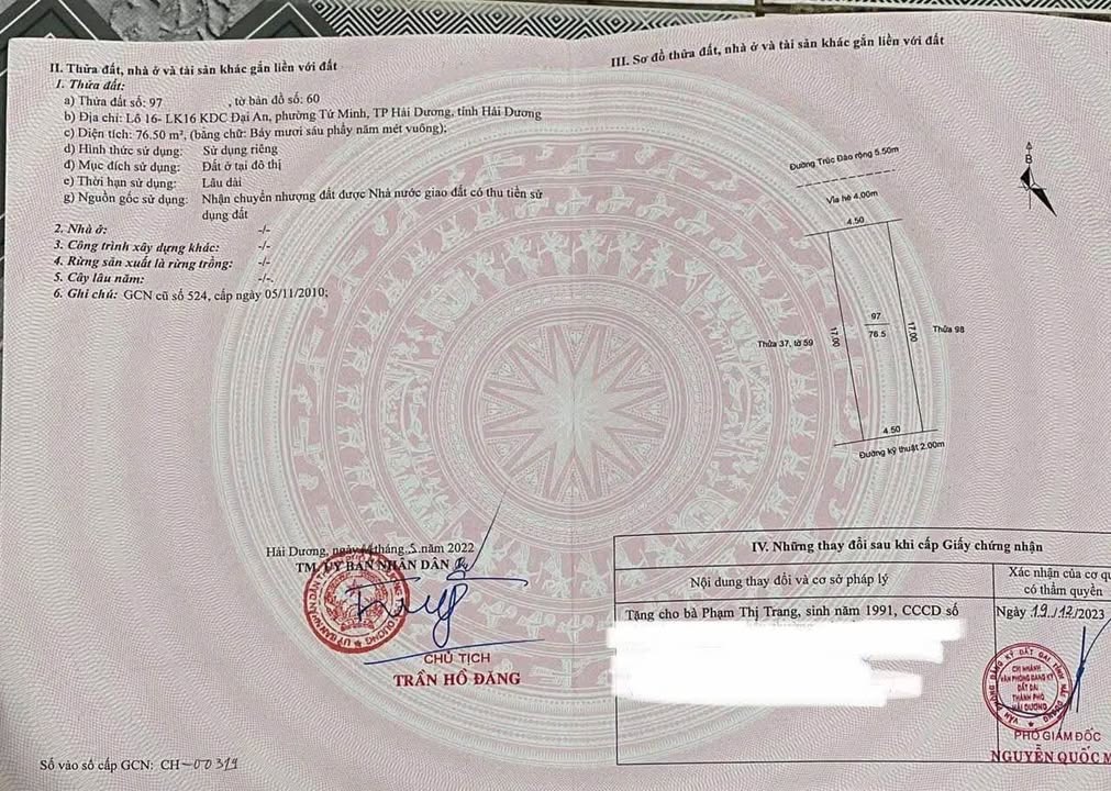 Đất nền KDC Đại An, Tứ Minh 75m² giá 2.7 tỷ - Vị trí đẹp, tiện ích đầy đủ!