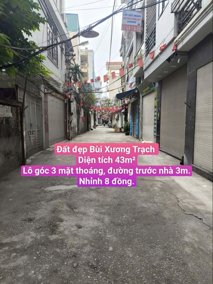 Đất Bùi Xương Trạch 43m² giá 800 triệu - Lô góc 3 mặt thoáng, vị trí đắc địa!