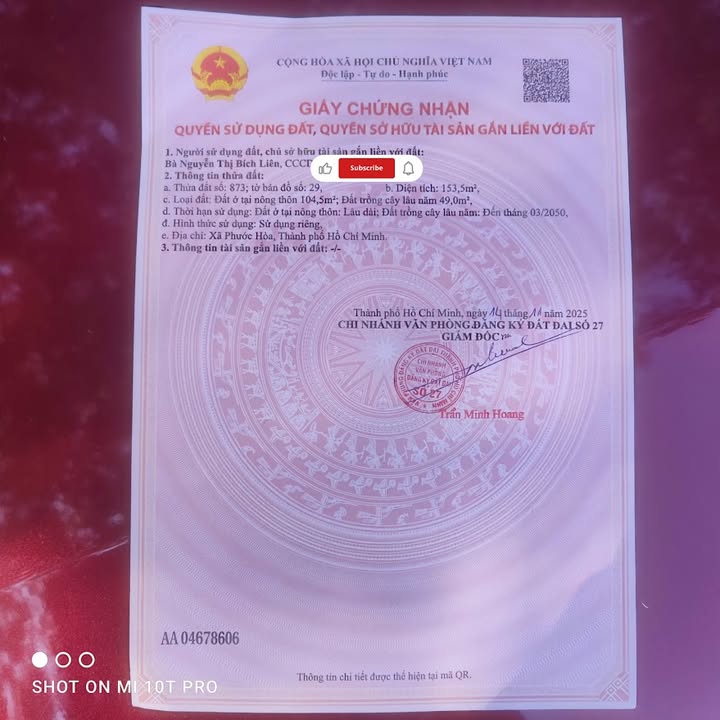 Lô đất mặt tiền đường DH514 Phước Hòa 153m² giá 890 triệu - Cơ hội đầu tư tuyệt vời!