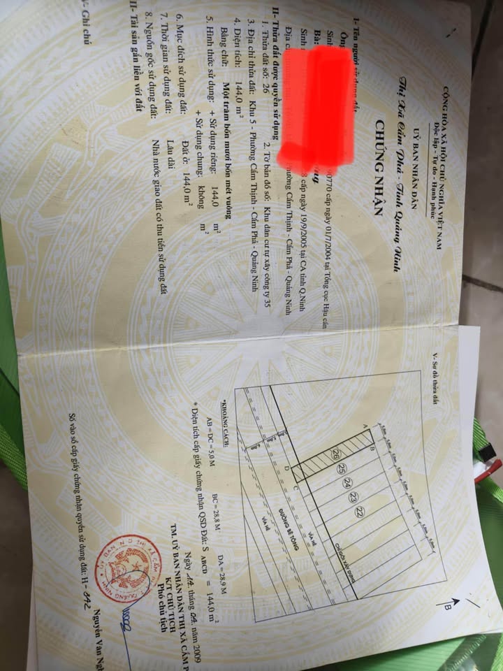 Đất dự án Cẩm Thịnh 144m² giá chỉ 1.872 tỷ - Đối diện bệnh viện!