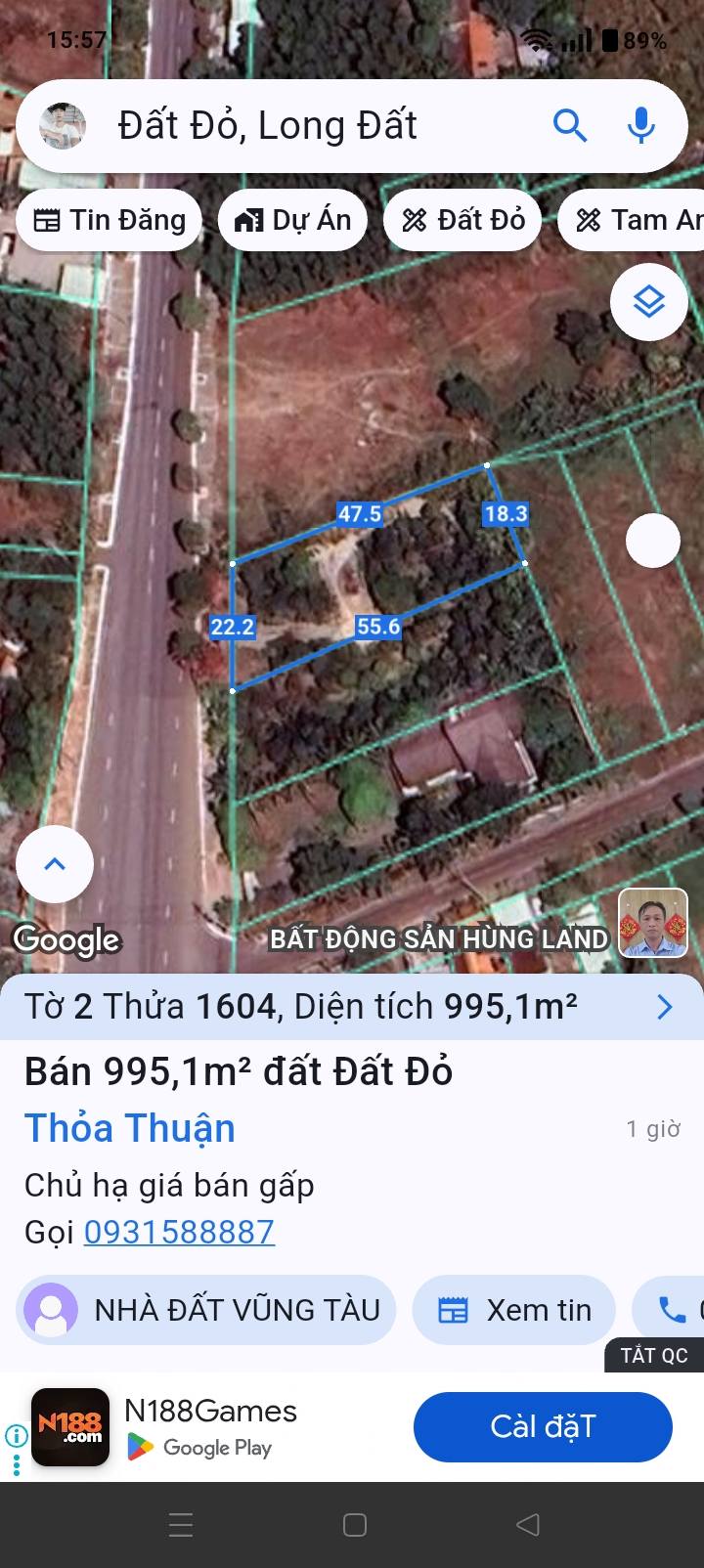 Đất nền mặt tiền TL 52 Đất Đỏ - Bà Rịa - Vũng Tàu, 3600m² - Giá chỉ 6 tỷ!