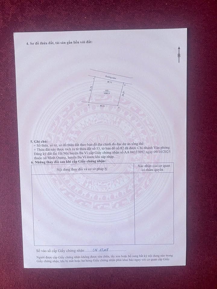 Đất nền thôn Đầm Sản, xã Minh Quang, huyện Ba Vì 1080m² giá 3 tỷ - View núi thoáng mát!