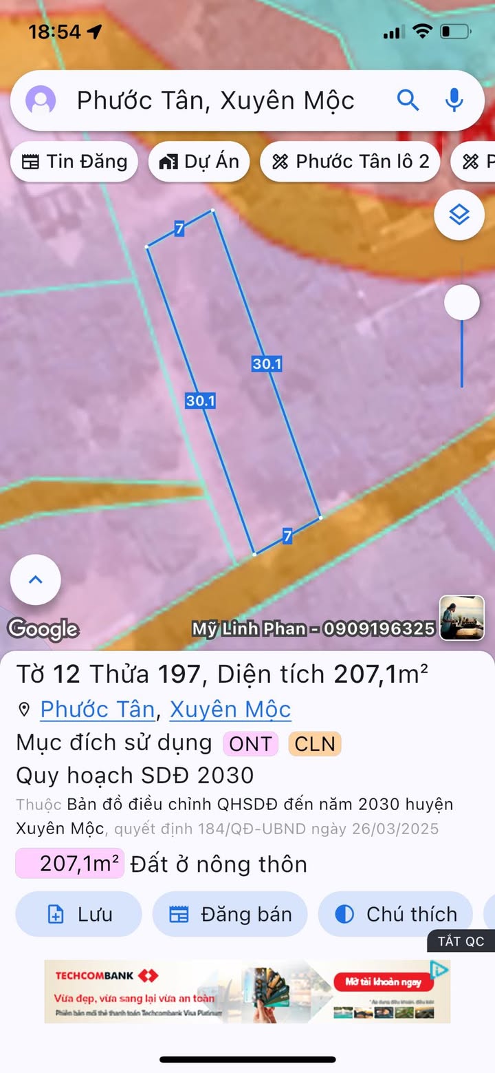 Đất Phước Tân Xuyên Mộc 210m² giá 1.3 tỷ - Sổ đỏ chính chủ, đường bê tông rộng rãi!