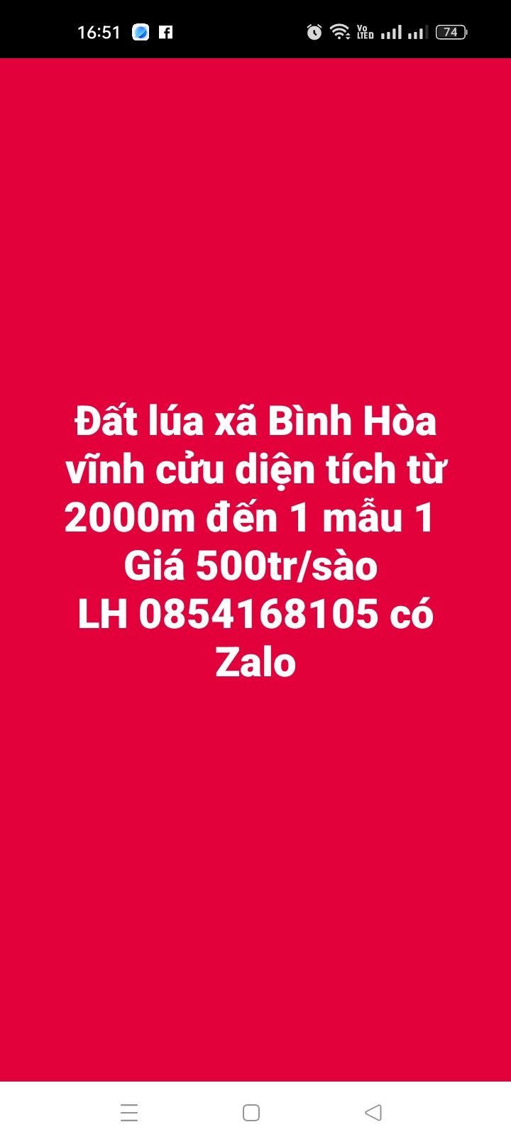 Đất lúa xã Bình Hòa Vĩnh Cửu 3600m² giá 900 triệu - Cơ hội đầu tư sinh lời!
